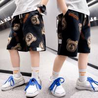 Children's clothing boys' summer pants 2024 new medium and large children's summer shorts boys' medium pants thin section five-point pants trendy  Black