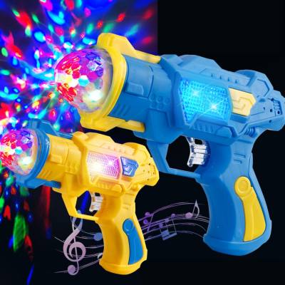 Arma de brinquedo luminosa elétrica das crianças colorido arma de projeção flash música som e luz pistola menino e menina presente de ano novo