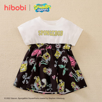hibobi ×SpongeBob Baby Girl Vestido con estampado de dibujos animados lindo