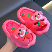 Children's 3D Strawberry Bear Pattern Sandals  Hot Pink