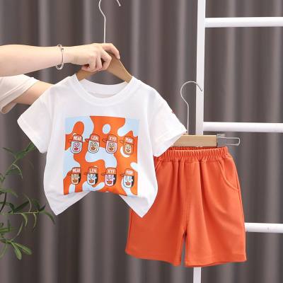 Summer outerwear for infants and young children, fashionable and stylish, eight-person short-sleeved thin suit, trendy foreign trade boy summer suit