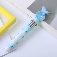 ins butterfly sequin ballpoint pen push ten color ballpoint pen  Multicolor