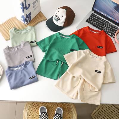 New Children's Clothing Summer Children's Casual Suit Loose Clothes Boys Short Sleeve Waffle Baby Summer Wholesale