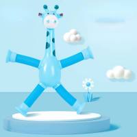 La jirafa del tubo telescópico juega los juguetes educativos  Azul
