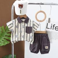 Boys summer clothes 2024 new style suits children's short-sleeved children's clothes Korean summer baby short-sleeved shorts two-piece suit  Gray