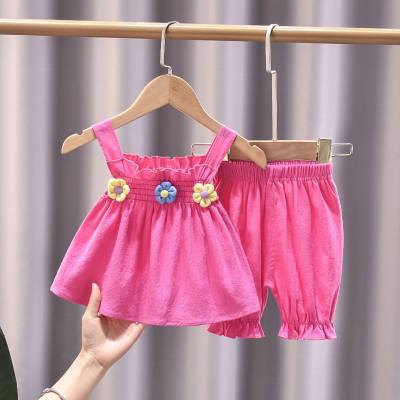 Girls suspender suit baby girl summer new two-piece suit small children vest shorts infant sleeveless summer clothes