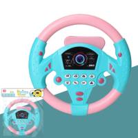 Children's toy simulation steering wheel can rotate to simulate driving car game  Blue