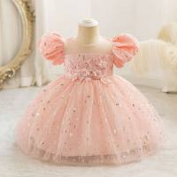 New children's host dress flower girl evening dress puff sleeve princess dress tulle skirt  Multicolor
