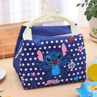 Cute cartoon expression lunch bag ice bag portable thick waterproof canvas lunch box bag lunch with rice insulation bag  Deep Blue