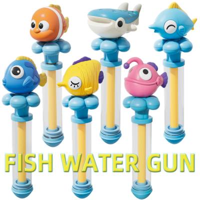 Dibujos animados de animales marinos, pequeño cañón de agua, pistola de agua, ballena, tiburón, playa, baño, agua, juego, juguetes acuáticos