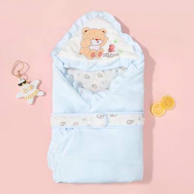 Newborn Baby 100% Cotton Solid Color Bear Style Wrap Warm Swaddle Wrap Blanket