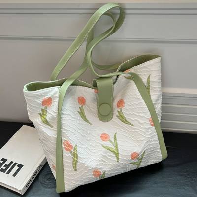 Women's canvas bag fashion outing handbag commuting shoulder tote bag versatile ins college student class bag