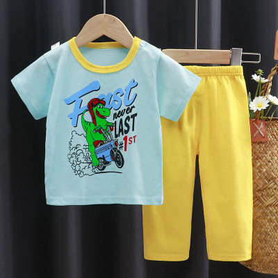 Summer children's clothing air-conditioned clothing short-sleeved trousers combination pure cotton underwear suit for men