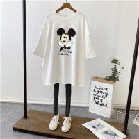 Camiseta de manga corta con cuello redondo y dibujos animados de Mickey Mouse  Blanco