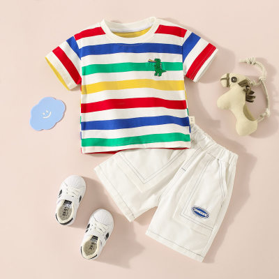 Toddler Boy Stripes Horizontal Stripes Color-block Top & Shorts