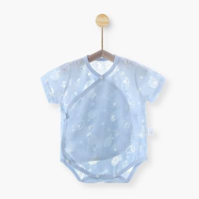Bebê de manga curta bodysuit desossado verão fina proteção da barriga roupas recém-nascidos bebê macacão triângulo