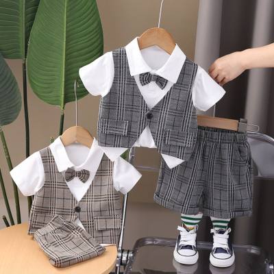 Children's clothing boys and girls summer suits 2024 new children's summer over one year old two-piece suit vest suit