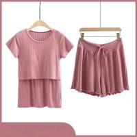 Maternity suits big size market short-sleeved t-shirt suits going out spring and summer tops loose shorts suits summer  Pink