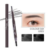 Three dimensional multi effect eyebrow pencil, double headed triangle, beginner eyebrow pencil, not easy to smudge makeup pen  grey