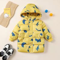 Toddler Boy Cartoon Moon and Cloud Print Style Zippered Long Cotton-padded Jacket  Yellow