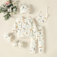 Hibobi Baby Animal Print 6 قطع ملابس  أصفر فاتح