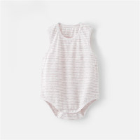 Baby fart cover pure cotton boneless summer thin jumpsuit summer vest triangle vest shoulder button sleeveless  Pink