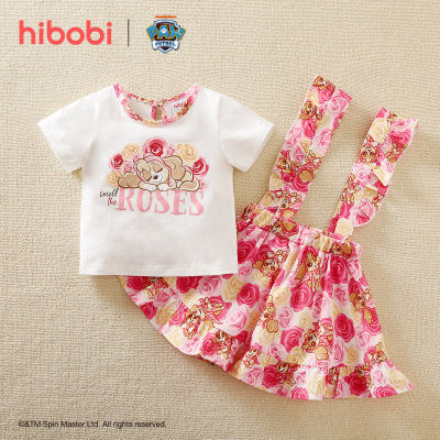 hibobi × Paw Patrol bébé fille imprimé dessin animé deux pièces haut à manches courtes + jupe à bretelles