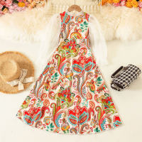 فستان بنمط بيزلي للفتيات الصغيرات - Hibobi