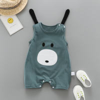 Newborn summer sleeveless jumpsuit, thin section, infant, male and female, cute cartoon summer clothes for outer wear  Blue