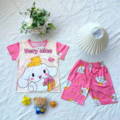 Girls Pajamas Summer Short Sleeve Cute Home Clothes Casual T-shirt Set