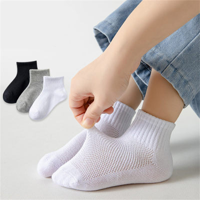 5 pares de meias infantis de puro algodão de cor sólida
