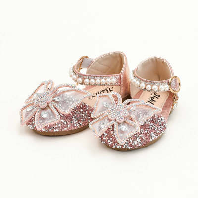 Sandali con elemento di perle con fiocco adorabile da bambina