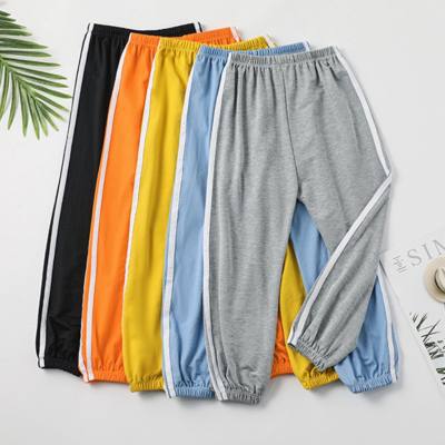 Children's anti-mosquito pants summer thin breathable solid color air-conditioning pants boys lantern small and medium children's trousers baby children's pants