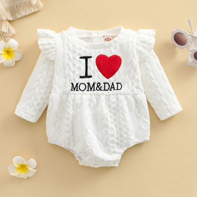 Baby Solid Color Letter Printed Romper