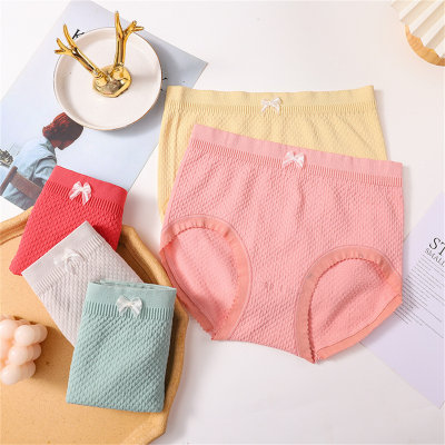 Five-pack boxed panties for women, pure cotton crotch, breathable, color-blocked, mid-rise