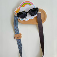 2PCS Cat Eye Sunglasses Fabric Glasses Chain Set Travel Sunshade Sunglasses  Khaki