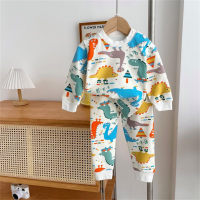 Cartoon cute little dinosaur underwear set children's print home clothes pajamas children's clothing  Multicolor