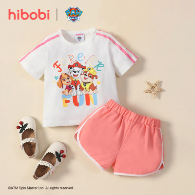 Hibobi x PAW Patrol - Camiseta y pantalones de estilo deportivo con estampado informal para niñas pequeñas