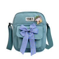 Small fresh canvas bag for women ins preppy style crossbody bag  Blue