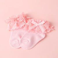 Children's Lace Bowknot Decor Socks  Pink