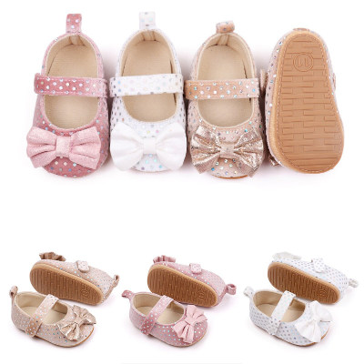 Scarpe per bambini primavera e autunno con fiocco in pelle scamosciata Velcro 0-12 mesi scarpe da principessa per bambini BJZ7082