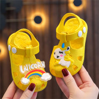 Bunte rutschfeste Sandalen aus Kunststoff mit Einhorn-Motiv für Kinder  Gelb