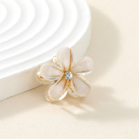 Children's Bangs Clip Crystal Flower Oblique Braided Hair Clip  White