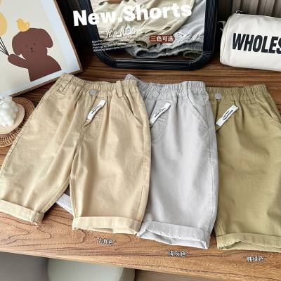 2024 summer children's clothing mid-sized children's 100-150 summer cotton thin breathable boys' shorts mid-length pants three-quarter pants