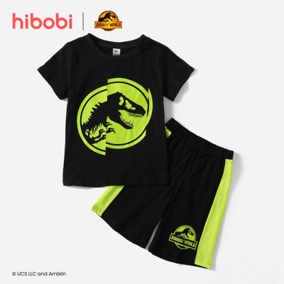 Jurassic World × terno hibobi menino bebê dinossauro estampa patchwork