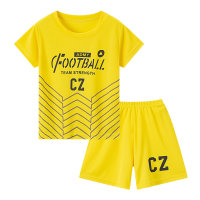 Kindersportbekleidung für Jungen, Sommeranzug mit kurzen Ärmeln, zweiteiliger Anzug für mittlere und große Kinder, schnelltrocknende Kleidung für Jungen, Sommeranzug  Gelb