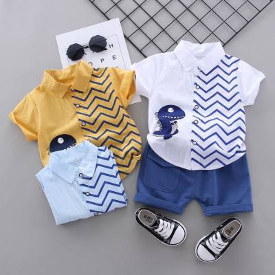 Girls summer two-piece set foreign trade washed shirt cotton little monster T-shirt shorts two-piece set