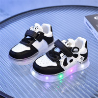 Low-Bond-Sneaker für Kleinkinder mit Cartoon-Panda-Muster und LED-Leuchten  Schwarz