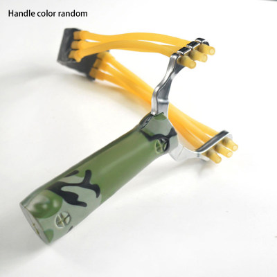 Alloy slingshot camouflage outdoor toy shooting three-card rubber band slingshot