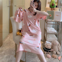 2-Piece Woman Fresh sweet and cute handbag Pajamas skirt  Pink